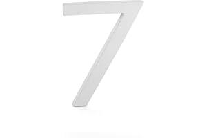 Montague Metal Products MHN-04-F-WE1-7 Solid Brushed Aluminum Modern Floating Address House Numbers, 4", Powder Coated White
