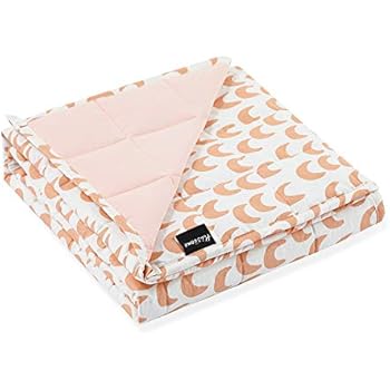 Hiseeme Cute Weighted Blanket for Kids 7lbs, 41''x60'' 100% Safe Breathable Cotton, Evenly Distributed Weight (Pink Moon)