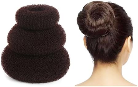 LOAVER 3 Pieces Donut Bun Hair Makers Fashion Chignon Formers for Women Girls(1 Large + 1 Medium +1 Small Brown)