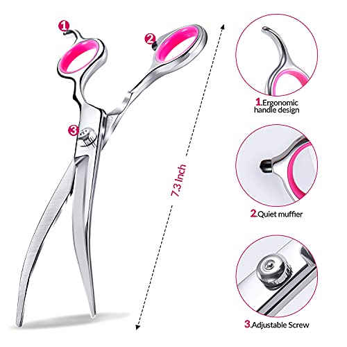 Gimars Titanium Coated Stainless Steel Pet Grooming Scissors Set – Thinning Straight Curved Shears, Comb, Oil and Cloth… - Image 5