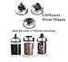 Premium Salt and Pepper Shakers Set 6 Glass Jars with 360°Rotating Holder Seasoning Bottles Stainless Steel Kitchen Spice Rack Set Durable Transparent Dust Cover 3 Different Cover Shapes