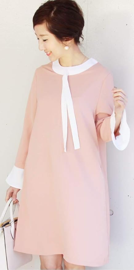 Amazon Milk Tea マタニティ 授乳服 ワンピース エレガント ボウタイ ジョーゼットドレス ピンク 全3色 お宮参り フォーマル 入園 入学 マタニティウェア ドレス ママ ワンピース チュニック ベビー マタニティ 通販