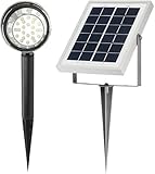 MicroSolar - Lithium Battery - 24 LED - High Lumen - Solar Spotlight (Solar Flag Pole Light) - with 16 Foot Wire --- Automatically Working from Dusk to Dawn at Good Sunshine