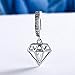 BAMOER 925 Sterling Silver Love in My Heart Charms Diamond Pendant for Charms Bracelet