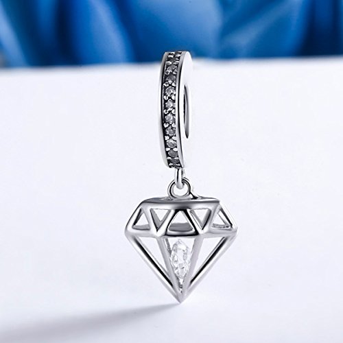 BAMOER Charm Sterling Silver Diamond Love Charms Pendant for Charms Bracelet
