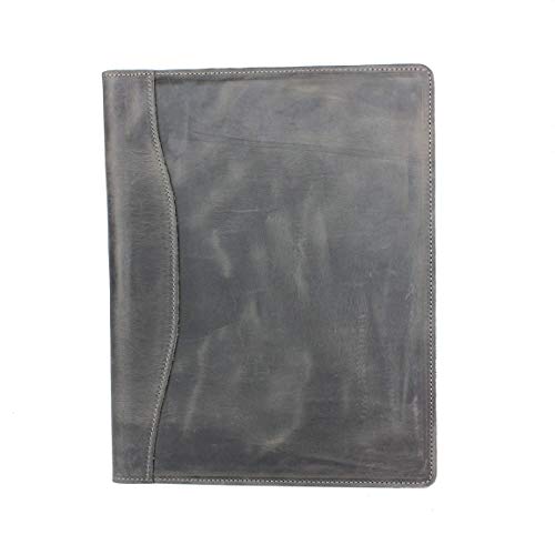 PEGAI Rustic Leather Portfolio/Legal Padfolio, Handcrafted Distressed Leather Pad Folio - Marshall | Rock Gray - Thumbnail 2