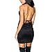 VANCOL Women's Sexy Deep V-Neck Halter Backless Slit Mini Party Club Dress (M, Black2)