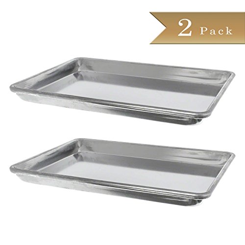 Set 2 - TrueCraftware 18 Gauge Aluminium Commercial Baker's 1/4 Size - Quarter Size - Baking Trays - Sheets - Pans 9.5