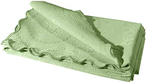 Europa Fine Linens English Rose Matelasse Coverlet, Full/Queen, Sage