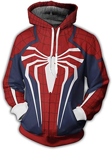 GERGER BO Men's 3D Digital Print Spiderman Pullover Hoodie Hooded Casual Sweatshirt