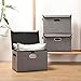 Large Foldable Storage Box Bin with Lids[2-Pack] NO Smell Stackable Linen Fabric Storage Container Organizers with Handles for Home Bedroom Closet Nursery Office (Gray Color)