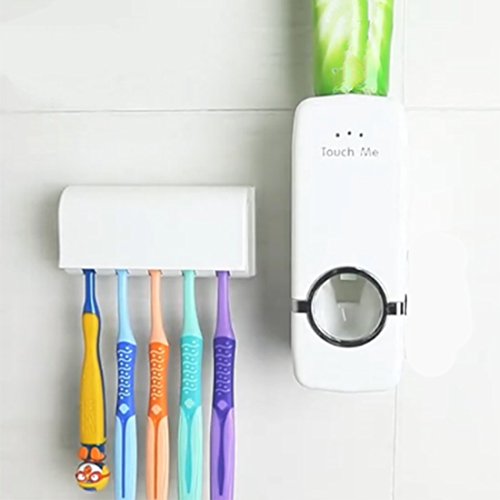 Brand New Creative Toothbrush Holder Sets Automatic Toothpaste Dispenser Family Toothbrush Holder Bathroom Household Items White Home & Kitchen, Bath, Bathroom Accessories, Holders & Dispensers, Toothbrush Holders