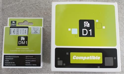 NOW INK LTD 40910 Label Tape. Compatible with DYMO D1 Series Standard Labelling Tapes. (9mm, Black ON Clear)