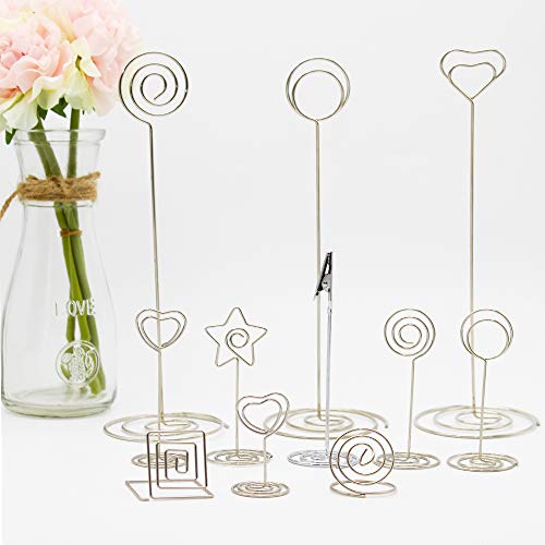image for QLLY Wire Shape Place Card Holder Stands, Table Name Number Holders, P