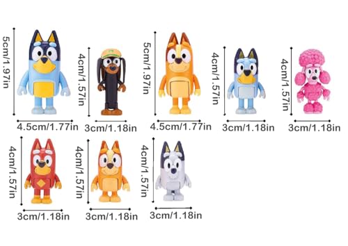 8 PCS Action Toys Playset, Wolves Action Figurines Family and Friends Set,Toys for Toddlers Muffin Cake Toppers Bandit (Dad) Chilli (Mum) Coco Bingo Snickers Rusty(Small)