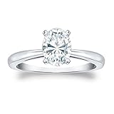 JoGray 18K White Gold 4-Prong Oval Diamond Anniversary Ring