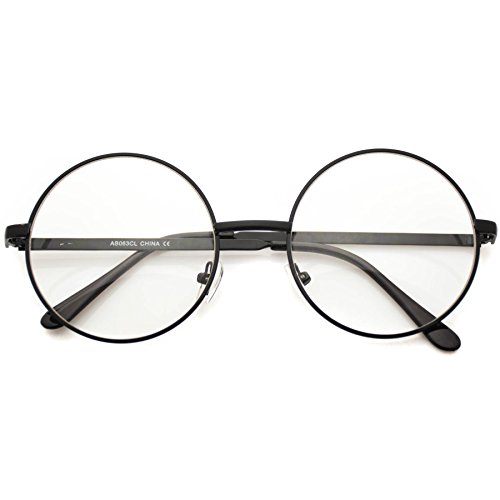 Round clear metal frame glasses