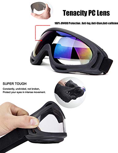 Unisex Pilot Motorcycle Goggles Ski Snowboard Anti-UV Anti-fog Protect Safety Glasses