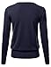 Women's Button Down V-Neck Long Sleeve Knit Cardigan with Sleeve Button Detail Navy M