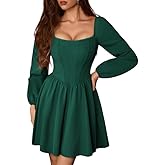 Scarlet Darkness Fall Long Sleeve Mini Dress Fishbone Renaissance Corset Dress