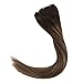 Sunny Balayage Clip in Hair Extensions Remy Human Hair 14inch 9pcs 140g Full Head Highlight Chestnut Brown mixed Dark Brown Dip-Dye Clip in Hair Extension