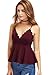 MAKEMECHIC Women's Sexy V Neck Backless Camisole Scalloped Peplum Cami Top Burgundy M