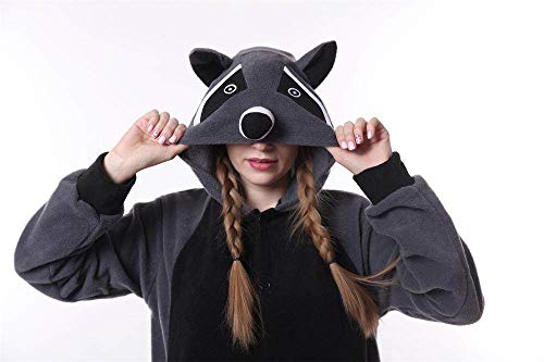 Dames Onesies Pyjama'S,Dames Dier Nachtkleding Wasbeer Onesies Pyjama Grijs Flanel Homewear Anime Cosplay Kostuum Voor… - Image 4