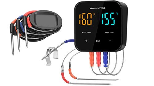 Wireless Meat Thermometer for Grilling, Bluetooth Digital Cooking Food Thermometer Instant Read with Probe for Smoker Oven Kitchen Candy BBQ Grill Thermometer Alarm Monitor Thermometers Timer