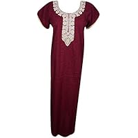 Mogul Interior Padma Womens Caftan Nightgown Embroidered Night Dress Kaftan Maxi Dress