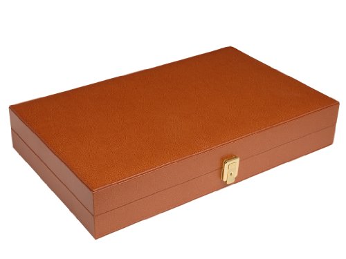 Zaza & Sacci Leather/Microfiber Backgammon Set - Board Game - 20" Large Brown Case
