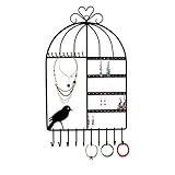 Rbenxia Birdcage Shape Wall Mount Jewelry Organizer Hanging Earring Holder Necklace Jewelry Display Stand Rack Black (Jewelry)