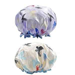 2-Packs-Shower-Caps-for-Women-Long-Hair-Reusable-Large-Butterfly-Double-Layer-Waterproof-Bath-Cap-Bathing-Accessories 2 Packs Shower Caps for Women Long Hair Reusable Large Butterfly Double Layer Waterproof Bath Cap Bathing Accessories