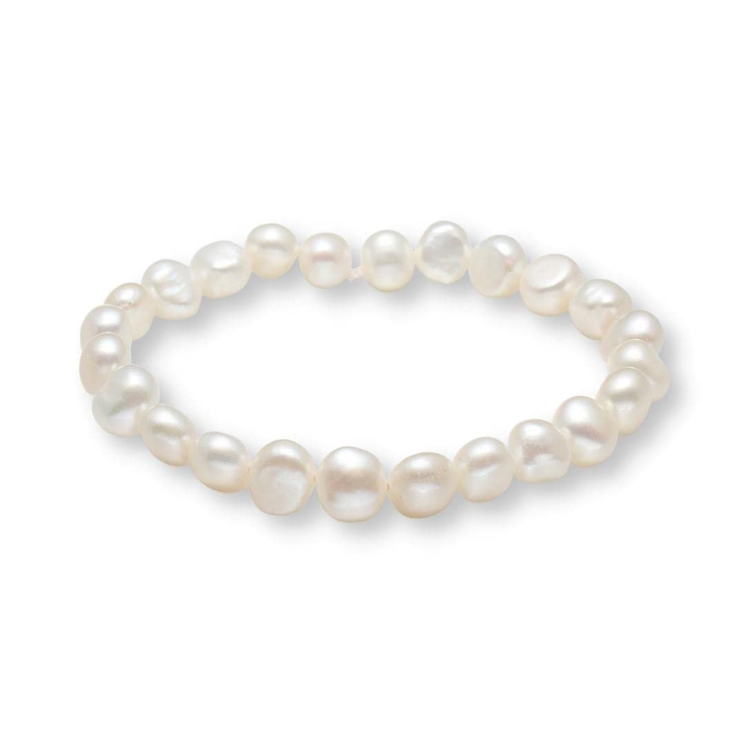 Treasure Bay Stunning 8-9mm Baroque Freshwater Pearl Bracelet for Women and Girls (White)