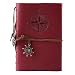 Leather Journal Refillable, MALEDEN Premium Spiral Notebook Classic Binder Vintage Embossed Travelers Journal with Blank Paper and Retro Pendants (Red)
