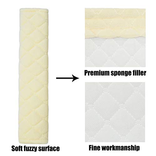 MIRKOO Car Seat Belt Cover Pad, 2-Pack Soft Car Safety Seat Belt Strap Shoulder Pad for Adults and Children, Suitable for Car Seat Belt, Backpack, Shoulder Bag, Laptop Computer Bag (Beige) - Thumbnail 2