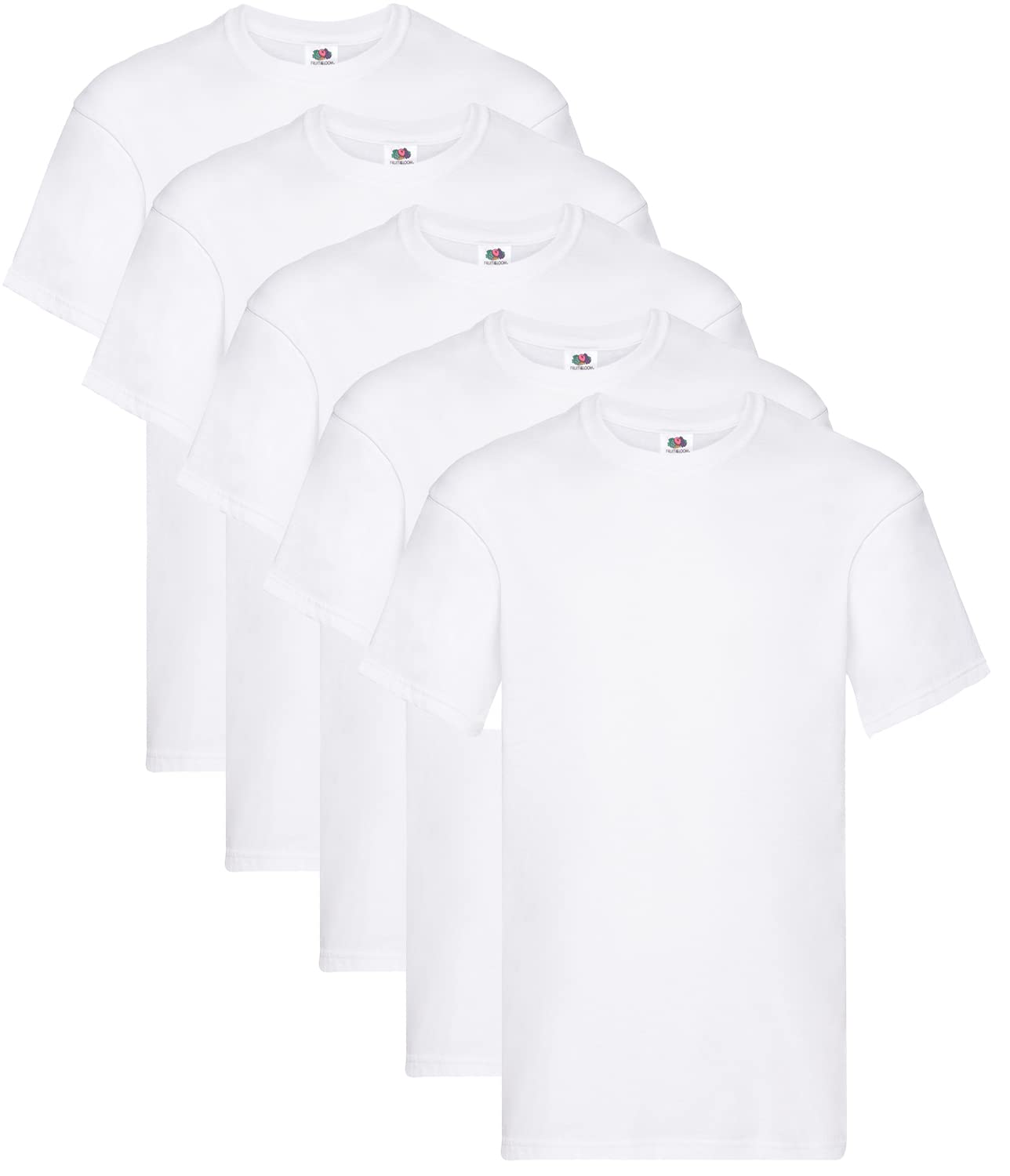 Fruit of The Loom Herren Original T T-Shirt (5er Pack) Gr. XXL, weiß