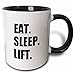 3dRose mug_180419_4 Eat Sleep Lift Weightlifting Weight Lifting Fitness Body Building Two Tone Black Mug, 11 oz, Black/White
