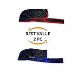 Slippery Customs Silk Durag Pack of Two (2PC) 360, 540, and 720 Waves Extra Long and Wide Straps Limited Edition (Black/red & Black/Blue)