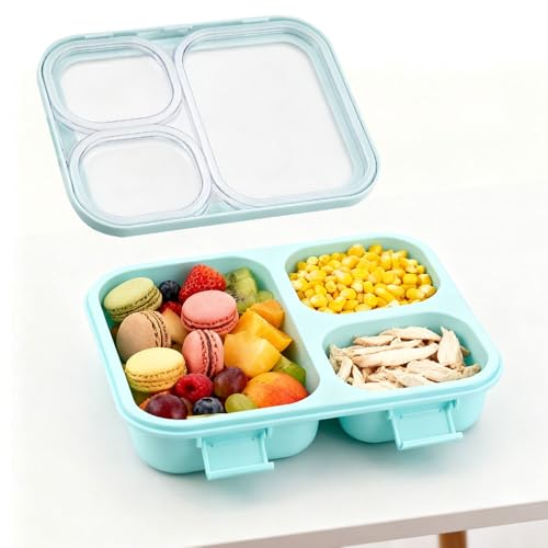 Doafoce 2 Pieces Lunch Box with 3 Compartments and Cutlery Bento Box 850 ml Lunch Box Children and Adults Leakproof Lunch Box for School Work Picnic, BPA Free, Microwave Safe