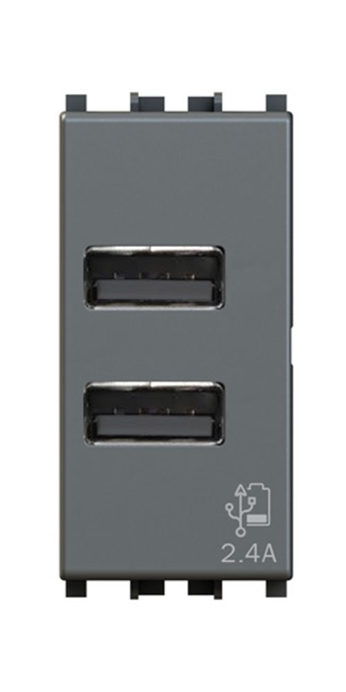 4Box USB 2.4 Ampere Socket, Compatible with Vimar Arkè Grey