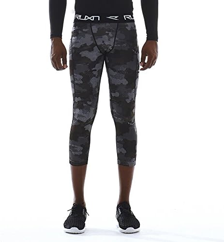 Mens 3/4 Compression Pants - Workout Running Tights for Men - Active Sport Quick Dry Athletic Leggings Base Layer