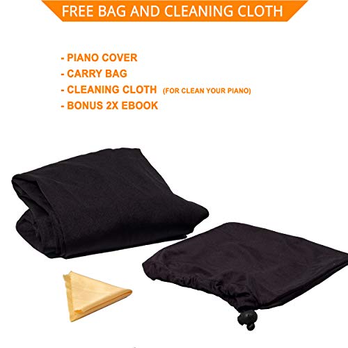 image for Virtuoz Boss Piano Keyboard Dust Cover for 76-88 Keys – Include 2x E
