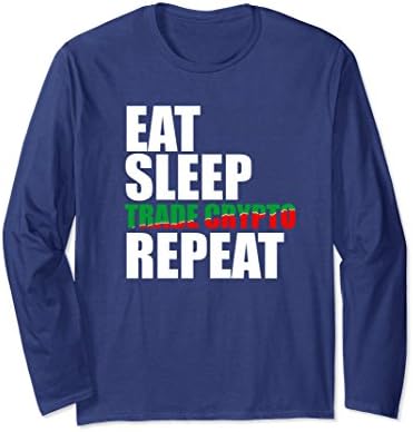 Unisex Eat Sleep Trade Crypto Repeat Long Sleeve Tshirt 2XL Navy