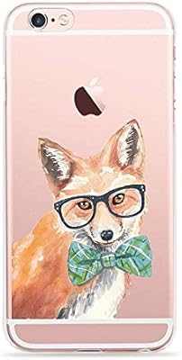 Amazon Com Deco Fairy Compatible With Iphone 6 6s Cartoon Anime Animated Funny Clever Fox Wolf Wearing Glasses And Bow Jungle Book Transparent Translucent Flexible Silicone Clear Cover Case