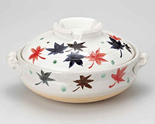 Click Here to See More Images Momiji for 2-3 persons 8.3inch Donabe Japanese Hot pot White Ceramic Made in Japan