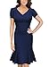 OWIN Women's V-neck Short Sleeve Evening Cocktail Party Knee Length Mermaid Dress