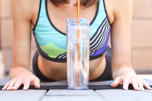 Set of 12 Double Wall Skinny Acrylic Tumblers 16 Oz, with Straws (Clear) - Thumbnail 4