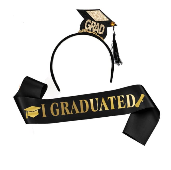 Dusenly 2026 Graduation Cap Headband Graduation Sash Headband Set for 2026 Graduation Ceremony Party Decoration Favors