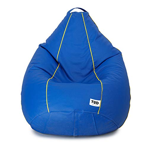 TUD Classic XXL Bean Bag Filled (with Beans) Colour -Royal Blue with Yellow Piping