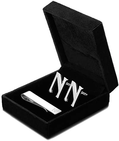 FIBO STEEL Personalized Initial Cufflinks Tie Clips Set for Men Gifts Custom Letter Wedding Cufflinks Case